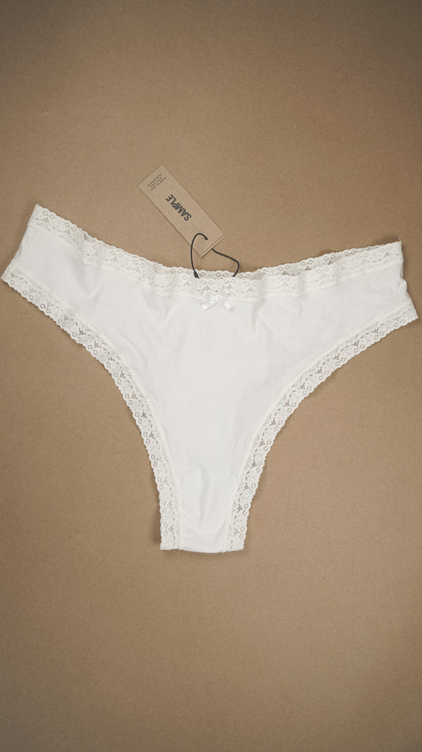 SAMPLE: Lace Trim Bamboo Thong XL