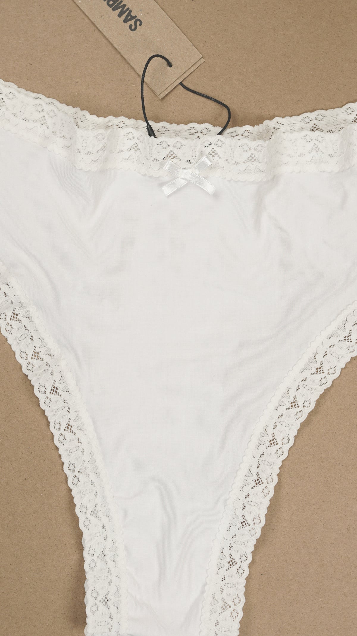 SAMPLE: Lace Trim Bamboo Thong XL