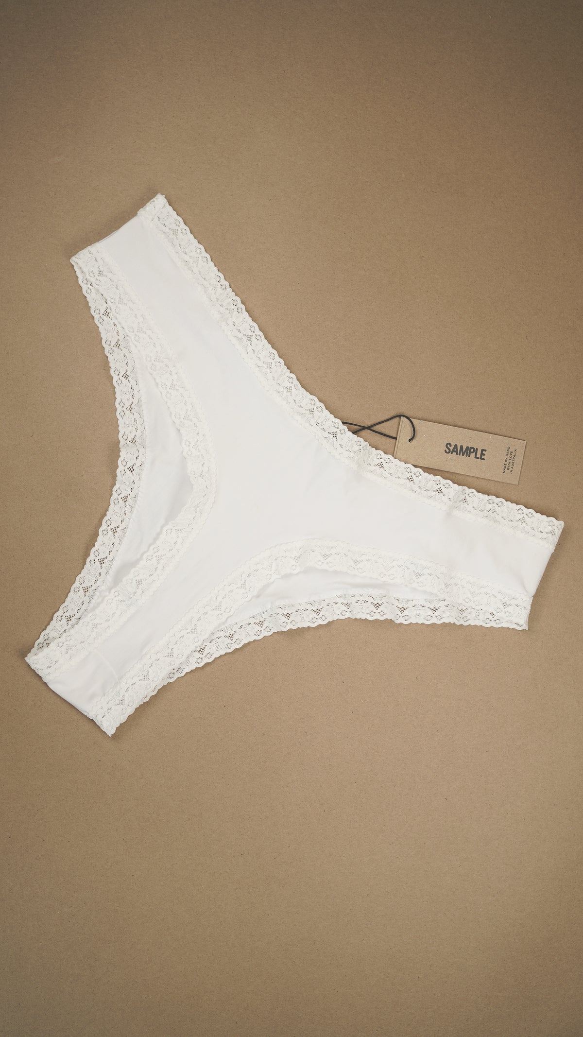 SAMPLE: Lace Trim Bamboo Thong Size XL