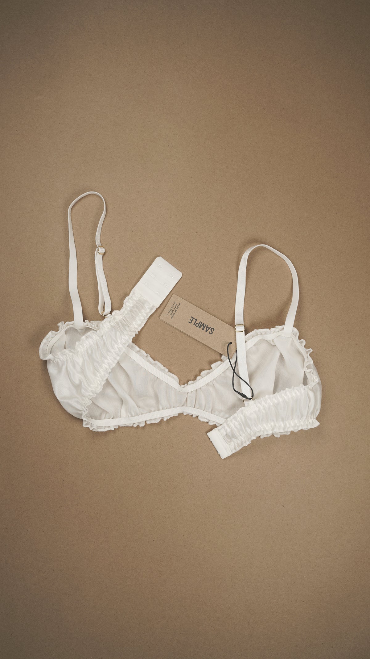SAMPLE: Silk Cotton Ruffle Bralette Hook & Eye #1
