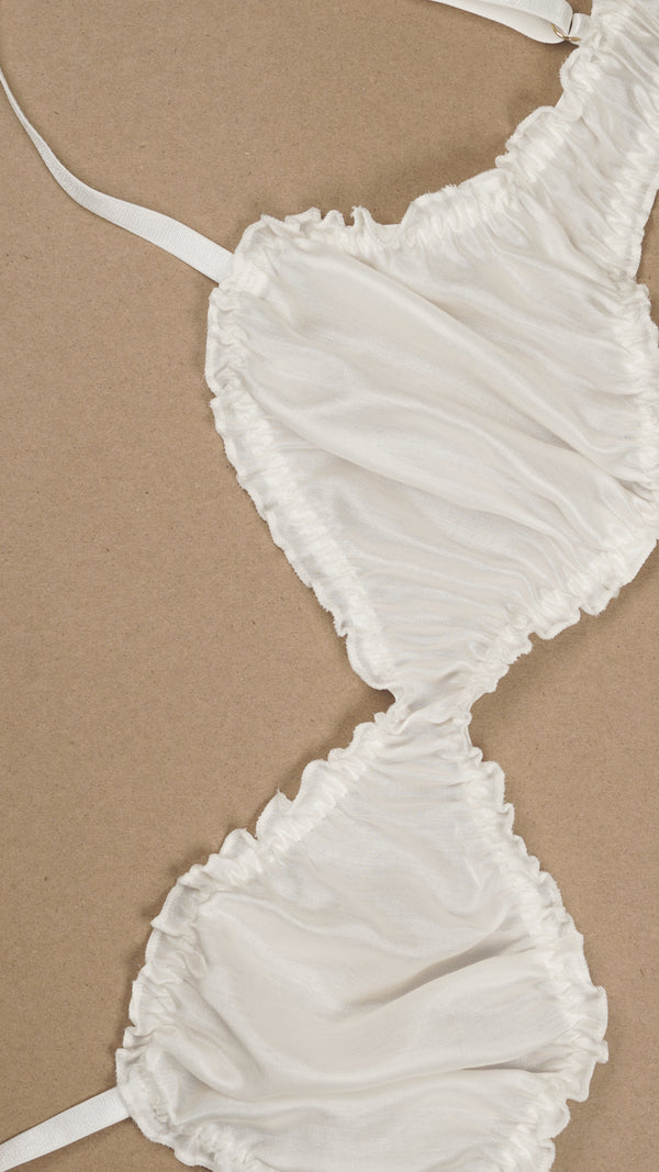 SAMPLE: Silk Cotton Ruffle Bralette Hook & Eye #1