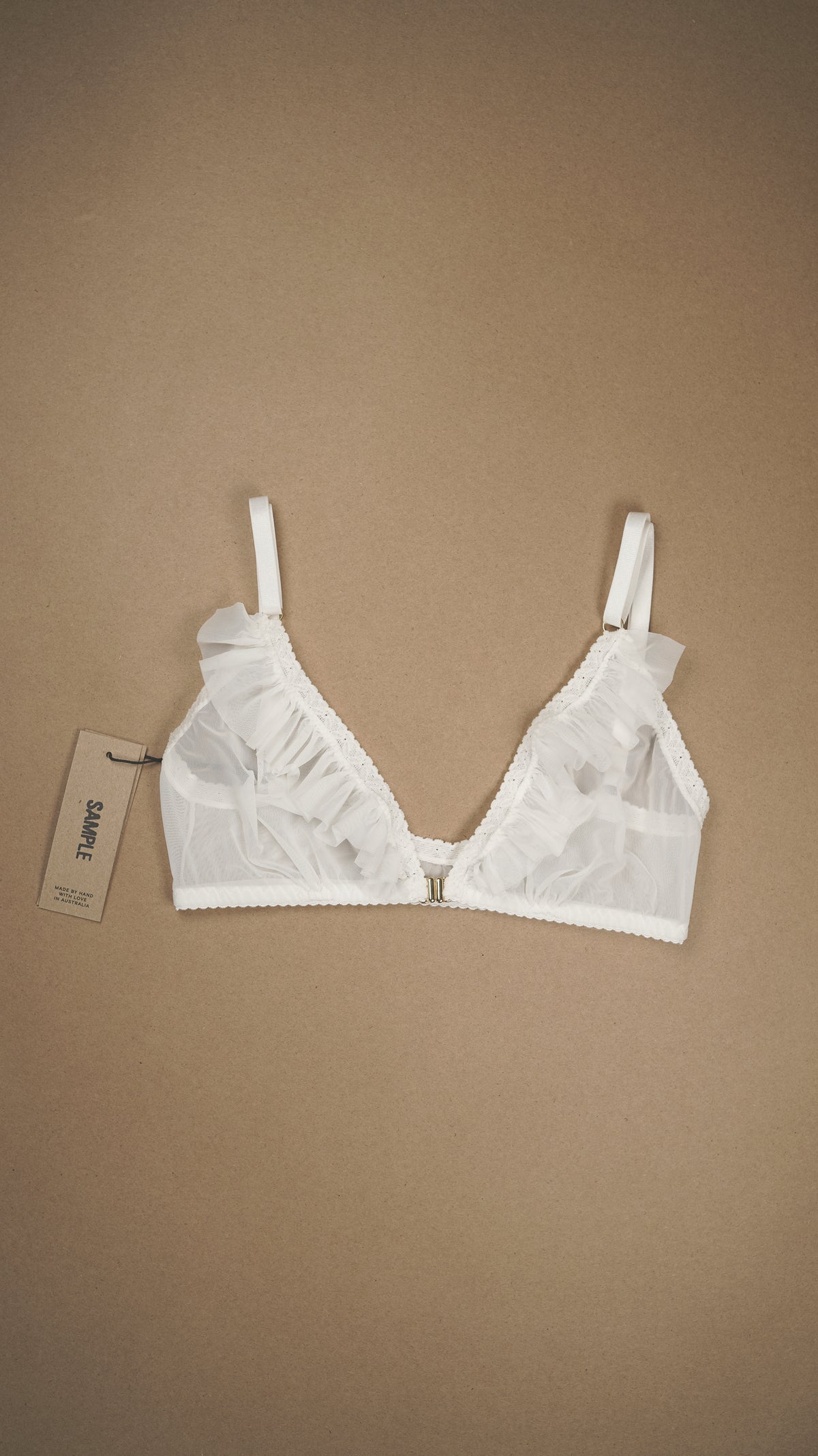 SAMPLE: Ruffle Front-Closure Bralette S/M