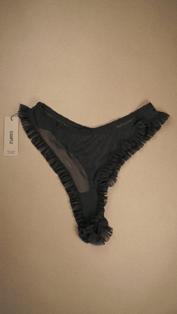 SAMPLE: Ruffle Fringe Italian Mesh Thong L