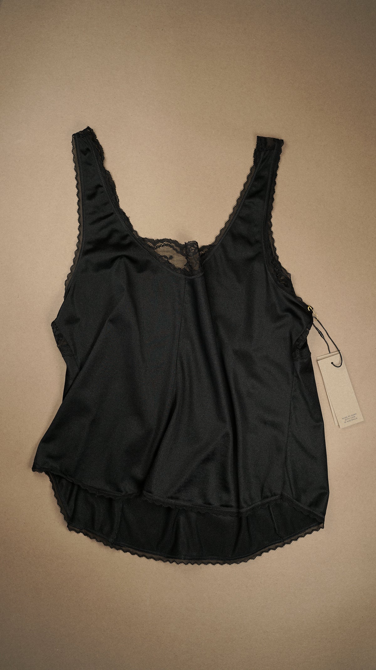 VINTAGE: Australian Made Lace Camisole #2 Black Fits M-XL