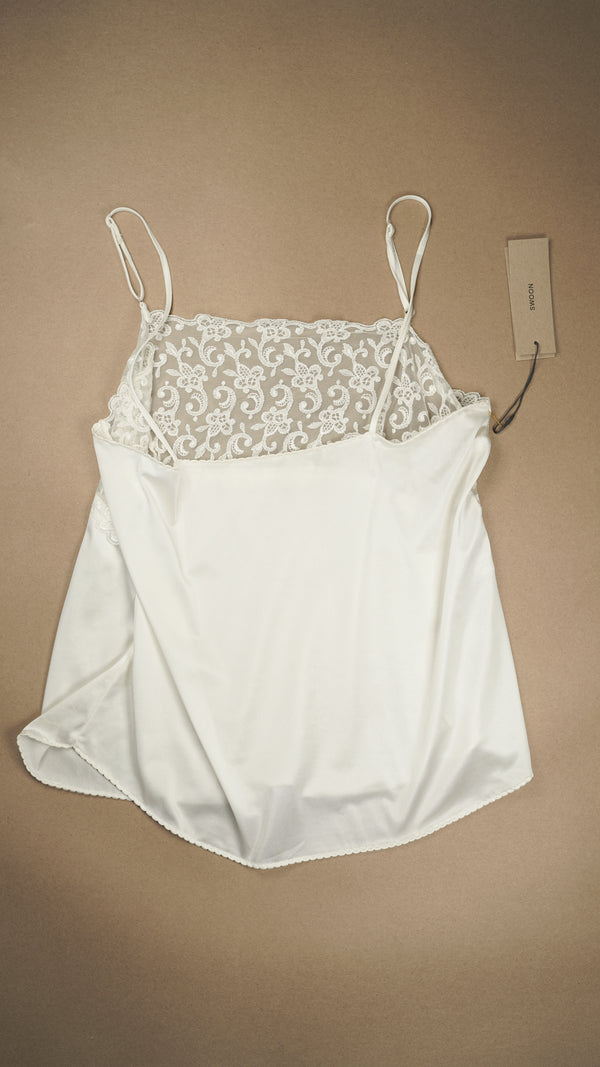 VINTAGE: Australian Made Embroidered Lace Cami Cream Fits S-L