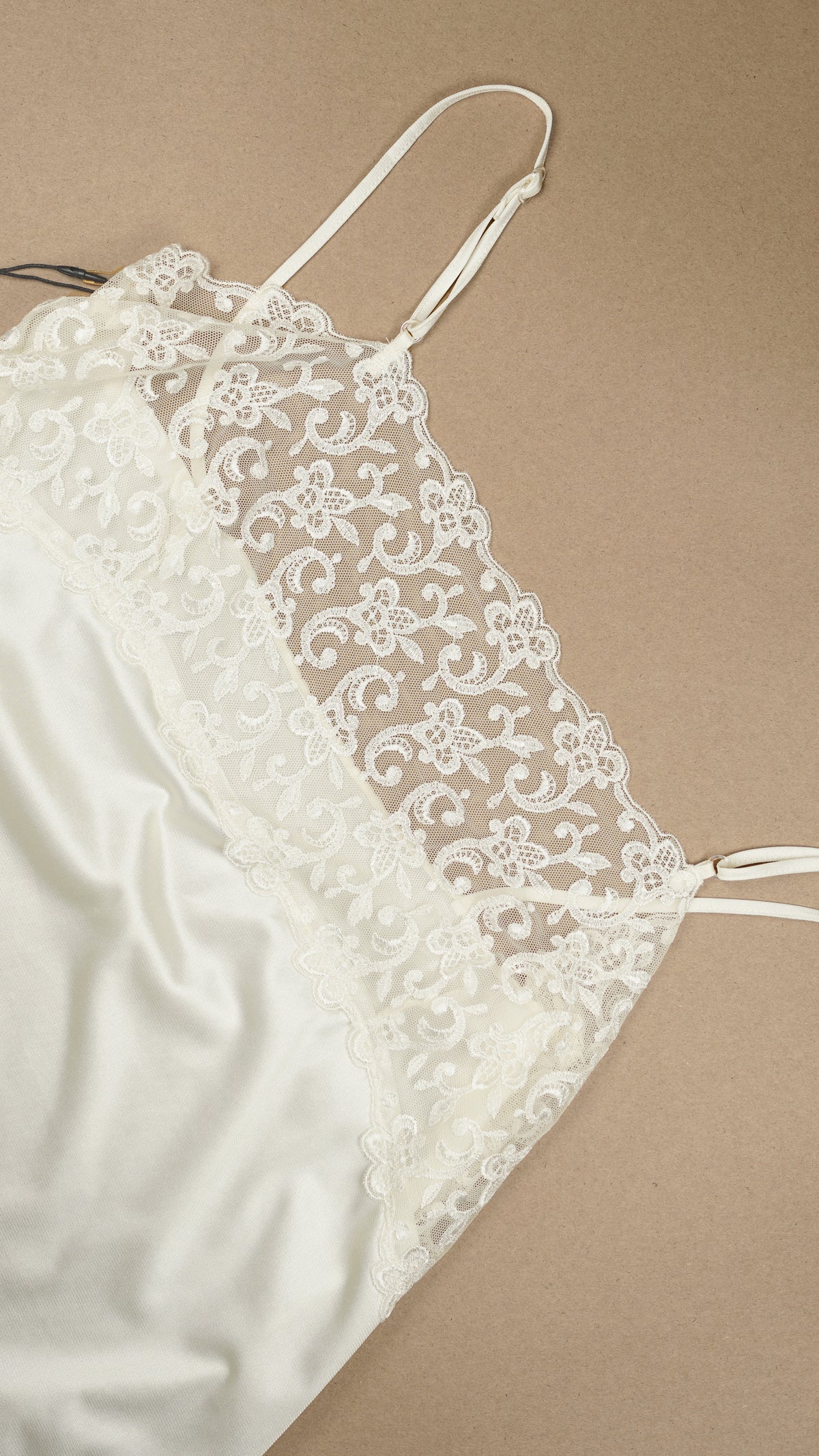 VINTAGE: Australian Made Embroidered Lace Cami Cream Fits S-L