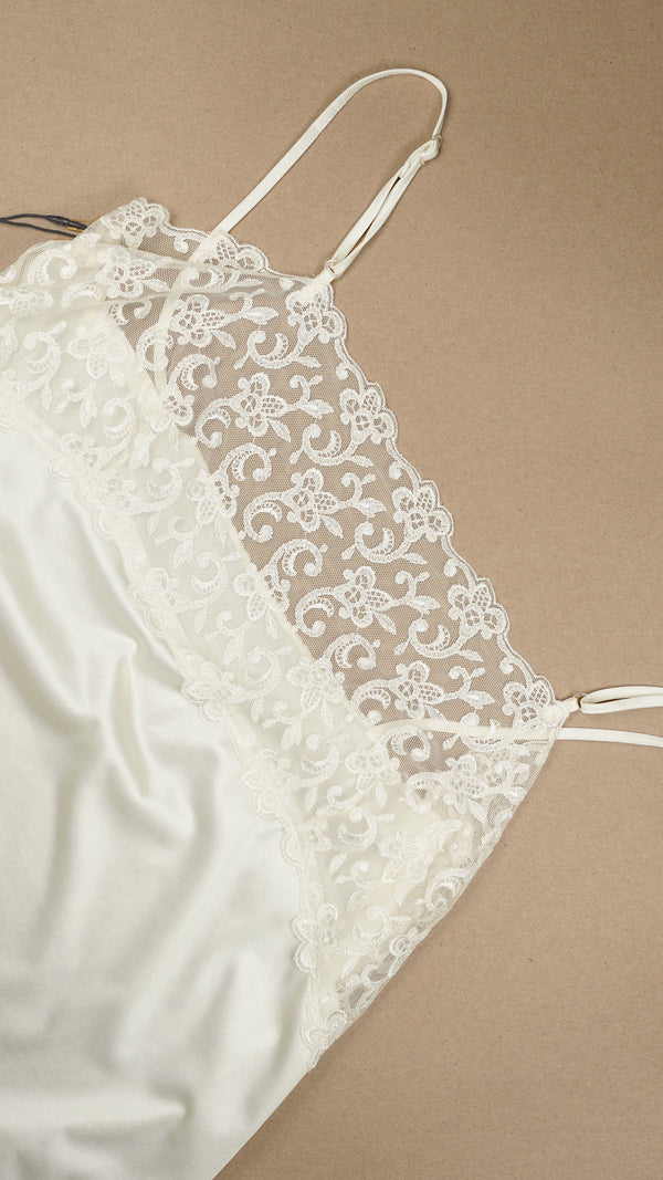 VINTAGE: Australian Made Embroidered Lace Cami Cream Fits S-L