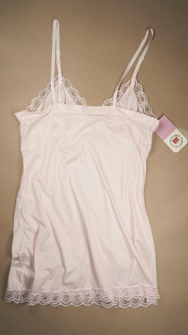 VINTAGE: Australian Made Pink Lace Mini Slip Dress Fits XS-M