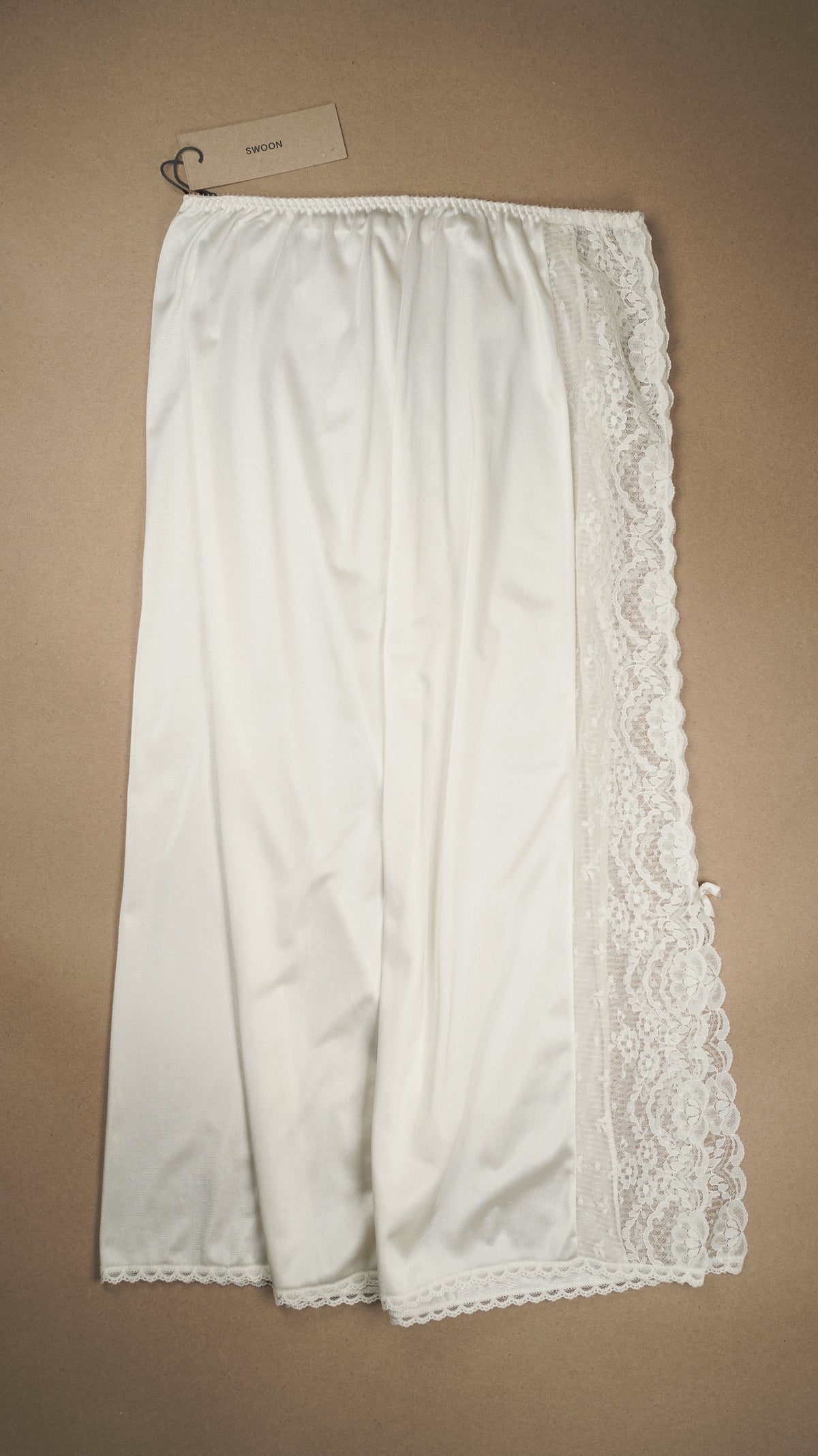 VINTAGE: Australian Made Midi Slip Skirt Lace Slit Panel White Fits M-L