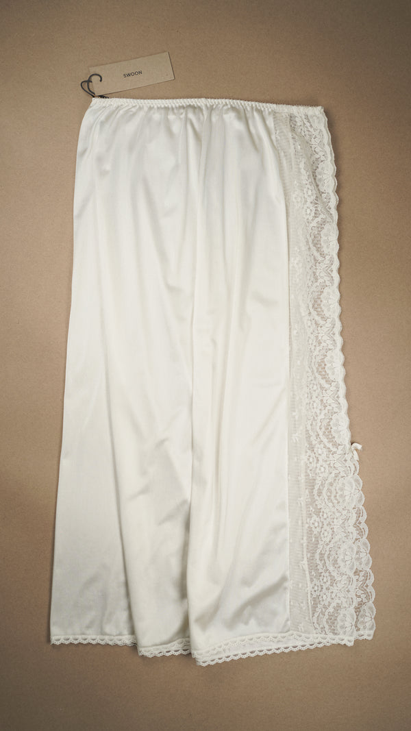 VINTAGE: Australian Made Midi Slip Skirt Lace Slit Panel White Fits M-L
