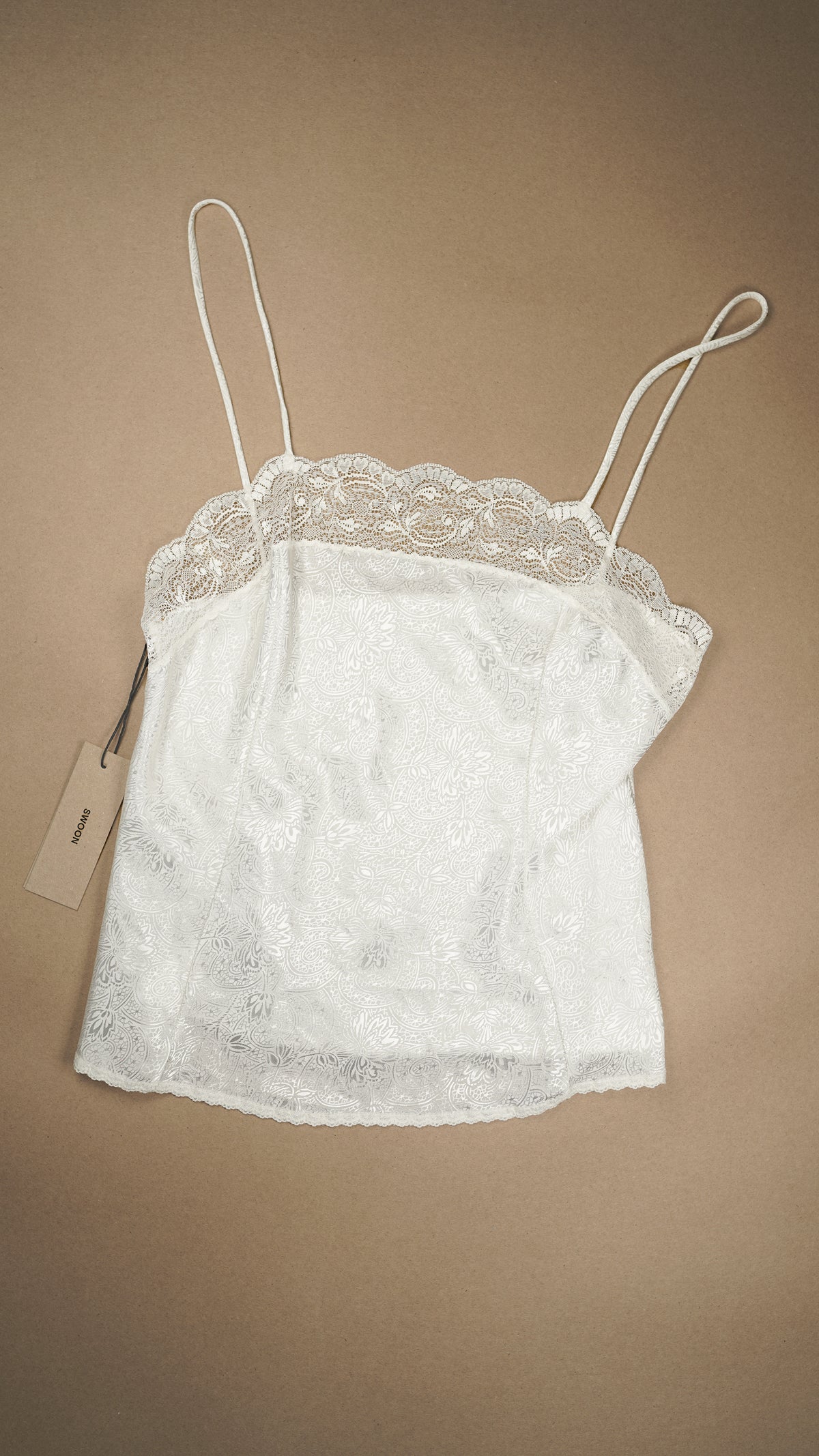 VINTAGE: Australian Made Paisley Patterned and Lace Cami White Fits XS-M