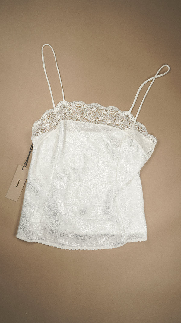 VINTAGE: Australian Made Paisley Patterned and Lace Cami White Fits XS-M