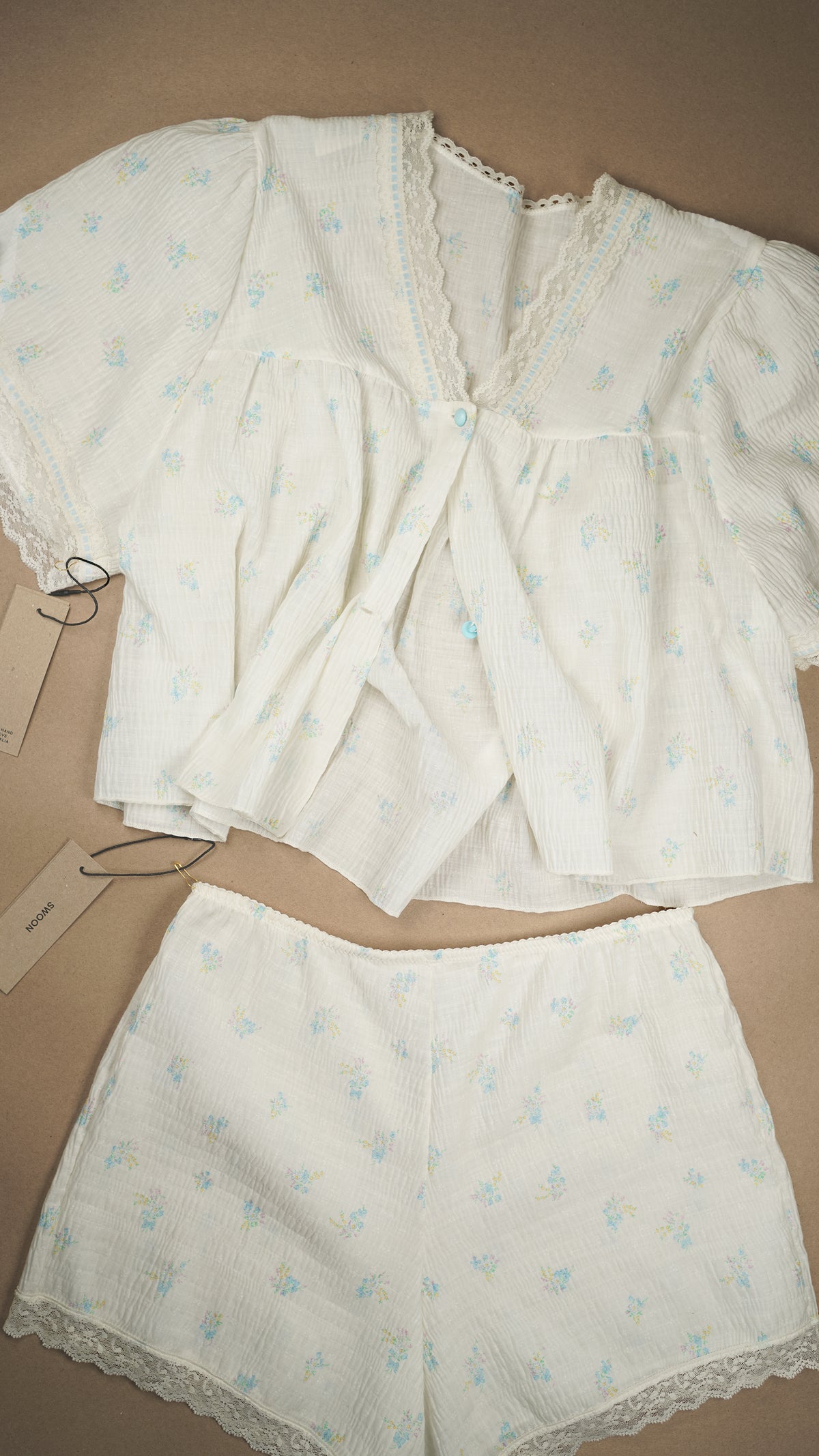 VINTAGE: Australian Made Reworked Bed Jacket & Shorts Set Fits XS