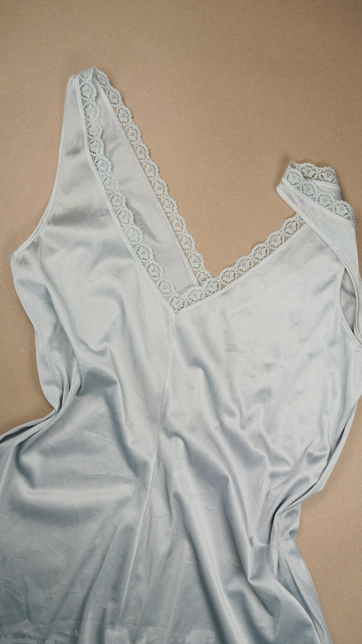 VINTAGE: Australian Made Lace V-Neck Midi Slip Dress Blue Fits M-L
