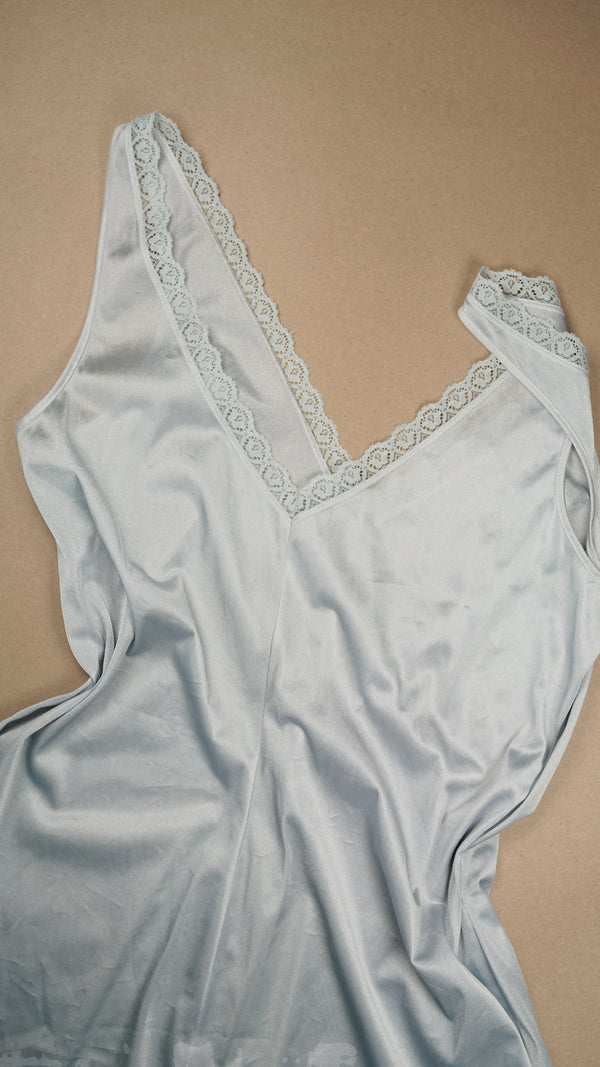 VINTAGE: Australian Made Lace V-Neck Midi Slip Dress Blue Fits M-L